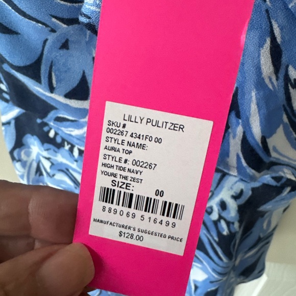 NWT Lilly Pulitzer Auria Top + Avery Crop Pant Sz 0 You’re The Zest Navy - Picture 9 of 9
